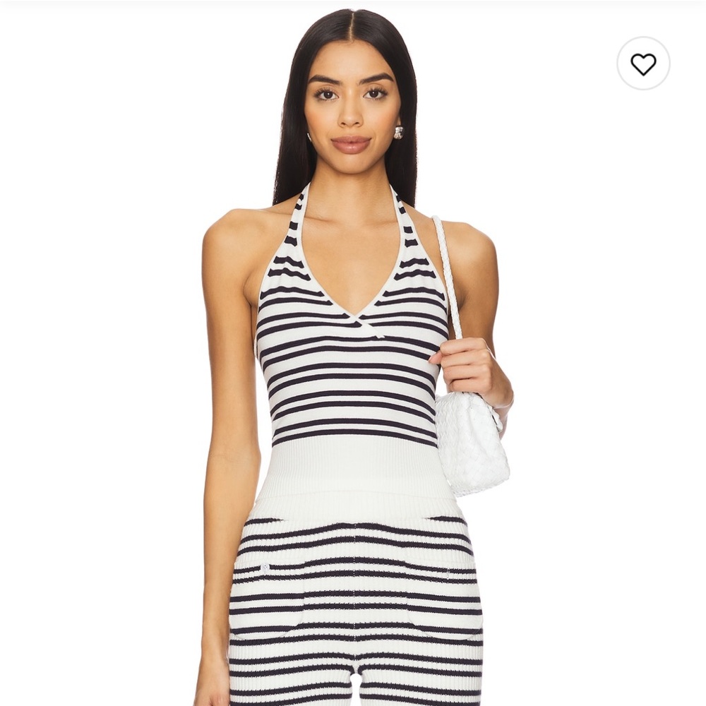 Frankie's Bikinis Dylan Halter Top in Black and White